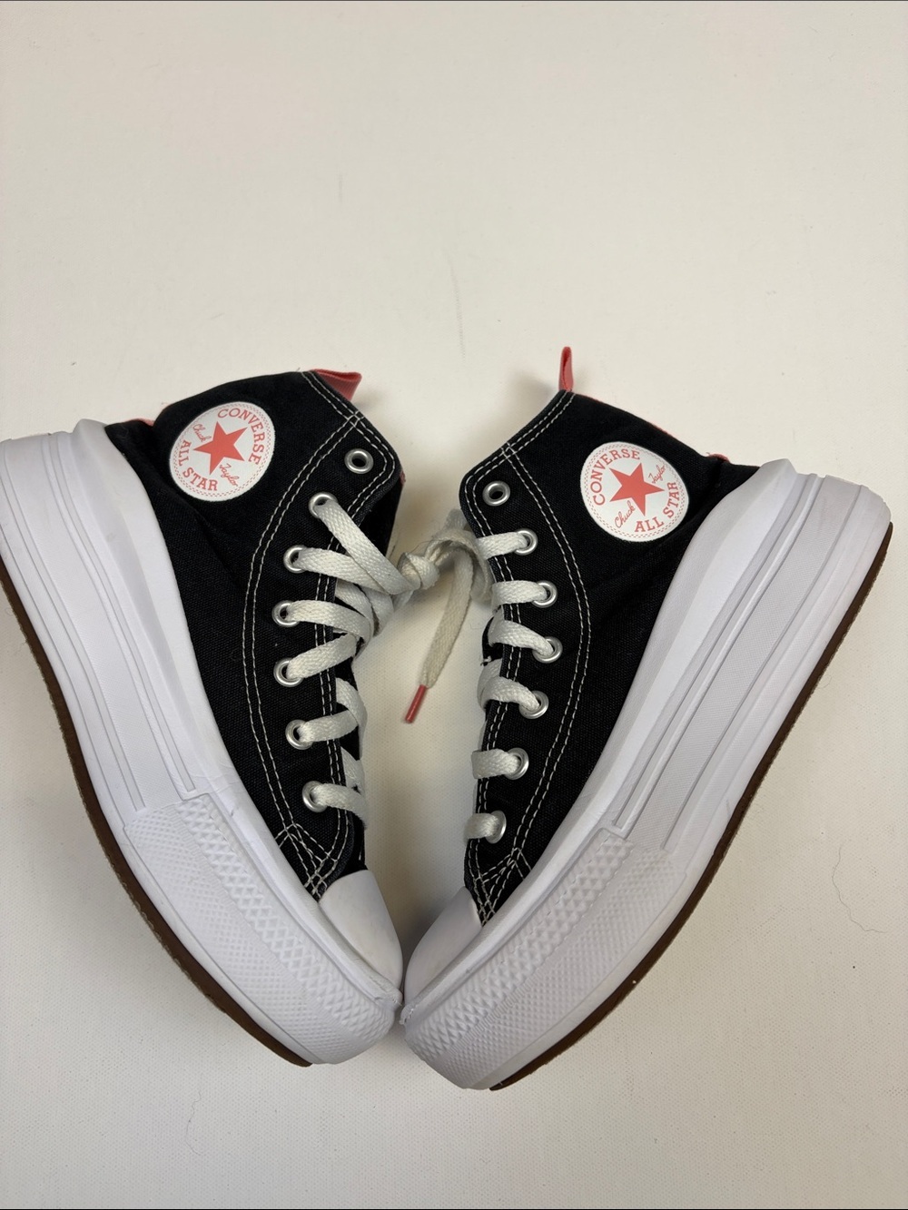 CONVERSE CHUCK TAYLOR ALL STAR MOVE PLATFORM HIGH TOPS KIDS SIZE 2 BLACK PINK - Picture 7 of 9
